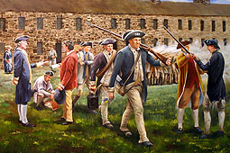 painting of the soldiers being discharged from army at West Point, NY
