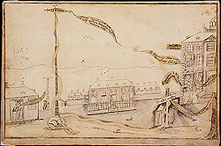 pen and ink sketch of liberty pole
